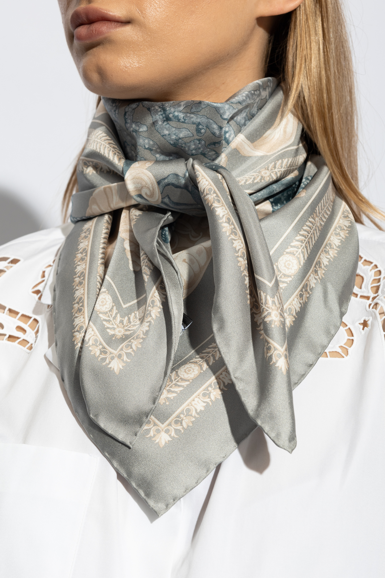 Blue Silk Scarf Versace - SchaferandweinerShops Japan